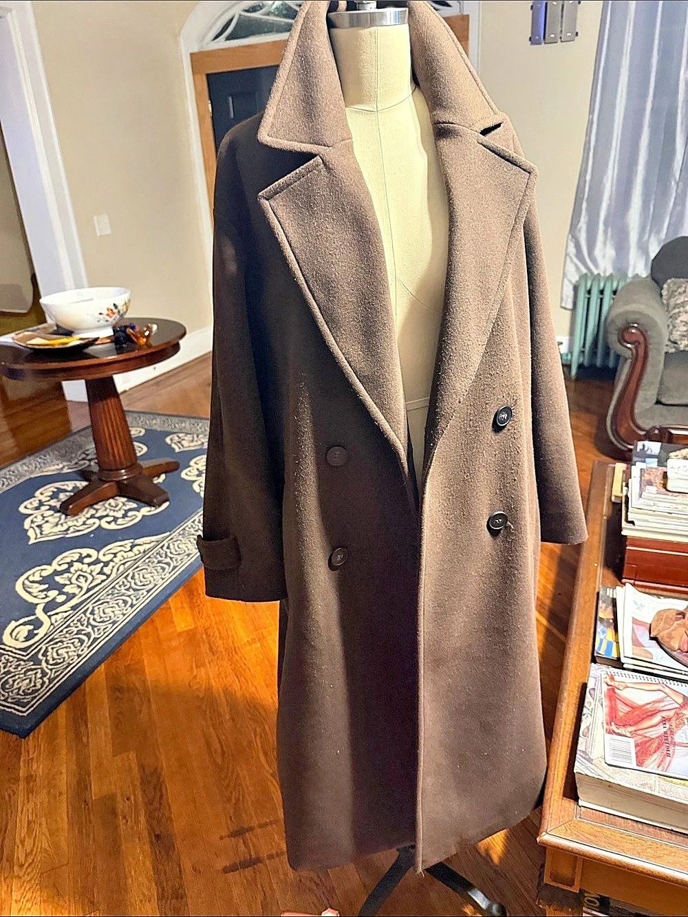 Zara Brown Double-Breasted Pea Coat